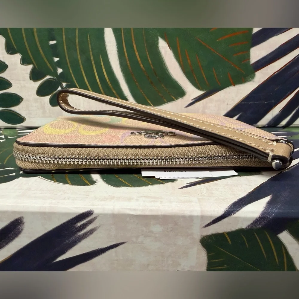 Coach Pastel Rainbow Corner Zip Wristlet NWT
